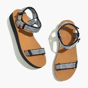 Madewell Maggie Sandal in Black and White Geometric, 7.5